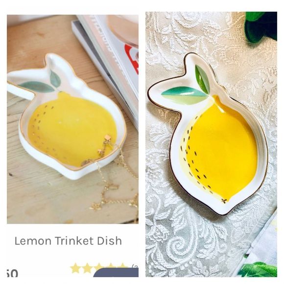 LEMON CERAMIC TRINKET DISH YELLOW NWT - Picture 2 of 8
